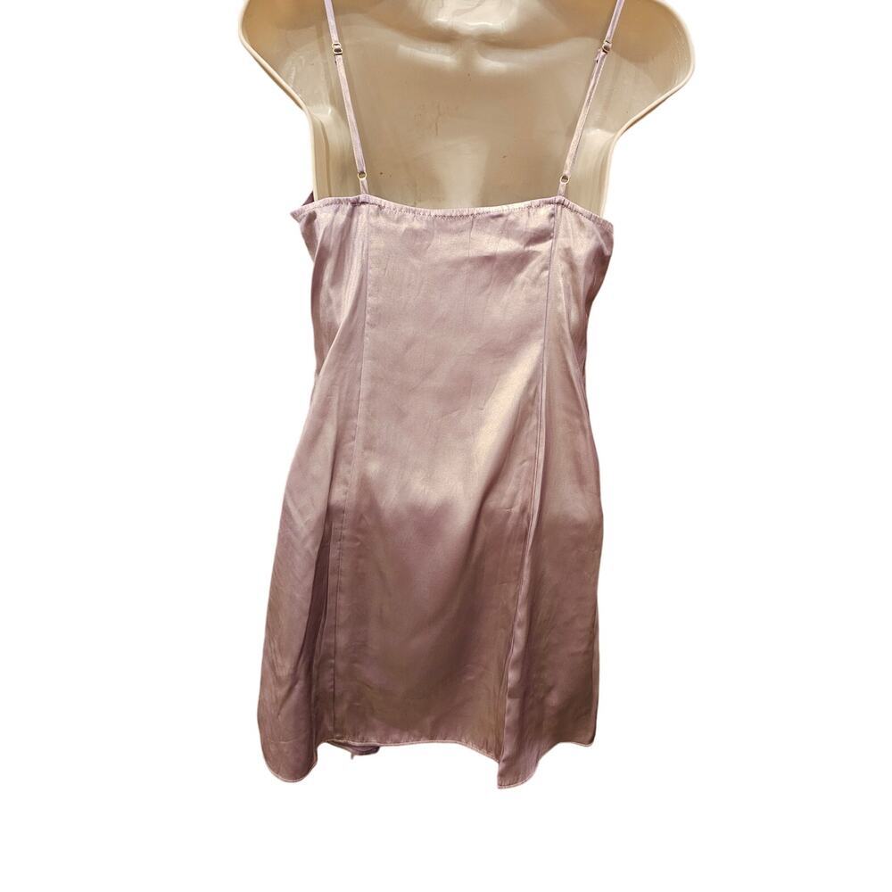 Urban Outfitters Pink Metallic Shine Asymmetrical Hem Lined Slip Drape Dress S — image 4 of 8